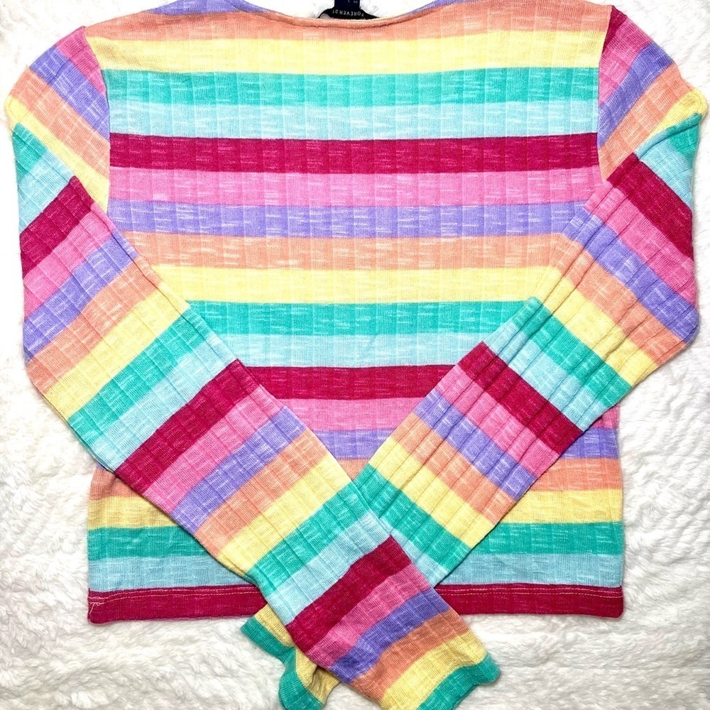 Forever 21 Rainbow Striped Long Sleeve Top - Picture 2 of 3